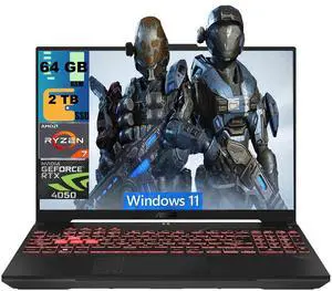 ASUS TUF A16 Gaming Laptop, 16" Full HD+ 144Hz Display, AMD Ryzen 7 7445HS 6 Cores Processor, NVIDIA GeForce RTX 4050 6 GB, 64GB DDR5 2TB PCIe SSD, Backlit KB, Windows 11 ASUS TUF A16 Gaming Laptop, 16" Full HD+ 144Hz Display, AMD Ryzen 7 7445HS 6 Cores Processor, NVIDIA GeForce RTX 4050 6 GB, 64GB DDR5 2TB PCIe SSD, Backlit KB, Windows 11