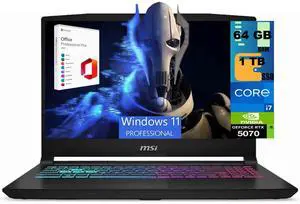 MSI Katana 15 HX Gaming Laptop, 15.6" QHD 165Hz, Intel 16-core i7-14650HX Processor, NVIDIA GeForce RTX 5070 8GB GDDR7, 64GB DDR5 1TB PCIe SSD, Wi-Fi 6E, Windows 11 Pro, Office 2021 License MSI Katana 15 HX Gaming Laptop, 15.6" QHD 165Hz, Intel 16-core i7-14650HX Processor, NVIDIA GeForce RTX 5070 8GB GDDR7, 64GB DDR5 1TB PCIe SSD, Wi-Fi 6E, Windows 11 Pro, Office 2021 License
