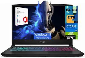 MSI Katana 15 HX Gaming Laptop, 15.6" QHD 165Hz, Intel 16-core i7-14650HX Processor, NVIDIA GeForce RTX 5070 8GB GDDR7, 64GB DDR5 2TB PCIe SSD, Wi-Fi 6E, Windows 11 Pro, Office 2021 License MSI Katana 15 HX Gaming Laptop, 15.6" QHD 165Hz, Intel 16-core i7-14650HX Processor, NVIDIA GeForce RTX 5070 8GB GDDR7, 64GB DDR5 2TB PCIe SSD, Wi-Fi 6E, Windows 11 Pro, Office 2021 License