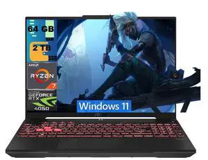 ASUS TUF A16 Gaming Laptop, 16" WUXGA (1920x1200) 144Hz Display, AMD Ryzen 7 170 8 Cores Processor, NVIDIA GeForce RTX 4050 6GB GDDR6 Graphics, 64GB DDR5 2TB PCIe SSD, Wi-Fi 6, Windows 11 ASUS TUF A16 Gaming Laptop, 16" WUXGA (1920x1200) 144Hz Display, AMD Ryzen 7 170 8 Cores Processor, NVIDIA GeForce RTX 4050 6GB GDDR6 Graphics, 64GB DDR5 2TB PCIe SSD, Wi-Fi 6, Windows 11