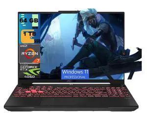 ASUS TUF A16 Gaming Laptop, 16" WUXGA (1920x1200) 144Hz Display, AMD Ryzen 7 170 8 Cores Processor, NVIDIA GeForce RTX 4050 6GB GDDR6 Graphics, 64GB DDR5 1TB PCIe SSD, Wi-Fi 6, Windows 11 Pro ASUS TUF A16 Gaming Laptop, 16" WUXGA (1920x1200) 144Hz Display, AMD Ryzen 7 170 8 Cores Processor, NVIDIA GeForce RTX 4050 6GB GDDR6 Graphics, 64GB DDR5 1TB PCIe SSD, Wi-Fi 6, Windows 11 Pro