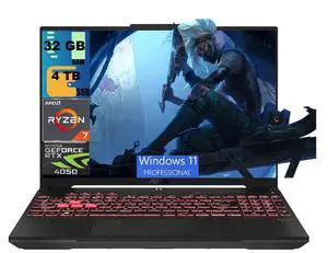 ASUS TUF A16 Gaming Laptop, 16" WUXGA (1920x1200) 144Hz Display, AMD Ryzen 7 170 8 Cores Processor, NVIDIA GeForce RTX 4050 6GB GDDR6 Graphics, 32GB DDR5 4TB PCIe SSD, Wi-Fi 6, Windows 11 Pro ASUS TUF A16 Gaming Laptop, 16" WUXGA (1920x1200) 144Hz Display, AMD Ryzen 7 170 8 Cores Processor, NVIDIA GeForce RTX 4050 6GB GDDR6 Graphics, 32GB DDR5 4TB PCIe SSD, Wi-Fi 6, Windows 11 Pro