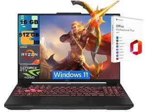 ASUS TUF A16 Gaming Laptop, 16" WUXGA 144Hz, AMD Ryzen 7 170 8 Cores Processor, NVIDIA GeForce RTX 4050 6GB GDDR6 Graphics, 16GB DDR5 512GB PCIe SSD, Wi-Fi 6, Windows 11, Office 2021 License ASUS TUF A16 Gaming Laptop, 16" WUXGA 144Hz, AMD Ryzen 7 170 8 Cores Processor, NVIDIA GeForce RTX 4050 6GB GDDR6 Graphics, 16GB DDR5 512GB PCIe SSD, Wi-Fi 6, Windows 11, Office 2021 License