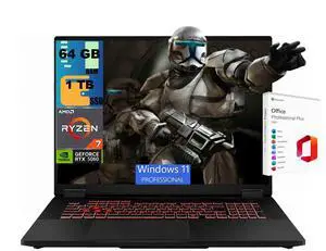 ASUS TUF A18 Gaming Laptop, 18" WUXGA 144Hz, AMD 8-core Ryzen 7 260 Processor, NVIDIA GeForce RTX 5060 8GB GDDR7, 64GB DDR5 1TB PCIe SSD, Wi-Fi 6E, Windows 11 Pro, Office 2021 License ASUS TUF A18 Gaming Laptop, 18" WUXGA 144Hz, AMD 8-core Ryzen 7 260 Processor, NVIDIA GeForce RTX 5060 8GB GDDR7, 64GB DDR5 1TB PCIe SSD, Wi-Fi 6E, Windows 11 Pro, Office 2021 License