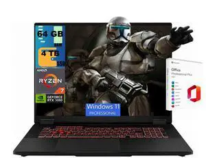 ASUS TUF A18 Gaming Laptop, 18" WUXGA 144Hz, AMD 8-core Ryzen 7 260 Processor, NVIDIA GeForce RTX 5060 8GB GDDR7, 64GB DDR5 4TB PCIe SSD, Wi-Fi 6E, Windows 11 Pro, Office 2021 License ASUS TUF A18 Gaming Laptop, 18" WUXGA 144Hz, AMD 8-core Ryzen 7 260 Processor, NVIDIA GeForce RTX 5060 8GB GDDR7, 64GB DDR5 4TB PCIe SSD, Wi-Fi 6E, Windows 11 Pro, Office 2021 License