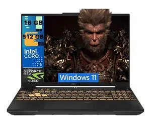 ASUS TUF F16 Gaming Laptop, 16" WUXGA 144Hz, Intel 8-core Core 5 210H Processor, NVIDIA GeForce RTX 4050 6GB Graphics, 16GB DDR5 512GB PCIe SSD, Wi-Fi 6, Windows 11 ASUS TUF F16 Gaming Laptop, 16" WUXGA 144Hz, Intel 8-core Core 5 210H Processor, NVIDIA GeForce RTX 4050 6GB Graphics, 16GB DDR5 512GB PCIe SSD, Wi-Fi 6, Windows 11