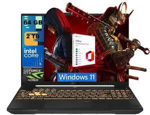 ASUS TUF F16 Gaming Laptop, 16" WUXGA 144Hz, Intel 8-core Core 5 210H Processor, NVIDIA GeForce RTX 4050 6GB Graphics, 64GB DDR5 2TB PCIe SSD, Wi-Fi 6, Windows 11, Office 2021 License ASUS TUF F16 Gaming Laptop, 16" WUXGA 144Hz, Intel 8-core Core 5 210H Processor, NVIDIA GeForce RTX 4050 6GB Graphics, 64GB DDR5 2TB PCIe SSD, Wi-Fi 6, Windows 11, Office 2021 License