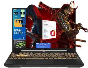 ASUS TUF F16 Gaming Laptop, 16" WUXGA 144Hz, Intel 8-core Core 5 210H Processor, NVIDIA GeForce RTX 4050 6GB Graphics, 32GB DDR5 4TB PCIe SSD, Wi-Fi 6, Windows 11 Pro, Office 2021 License ASUS TUF F16 Gaming Laptop, 16" WUXGA 144Hz, Intel 8-core Core 5 210H Processor, NVIDIA GeForce RTX 4050 6GB Graphics, 32GB DDR5 4TB PCIe SSD, Wi-Fi 6, Windows 11 Pro, Office 2021 License