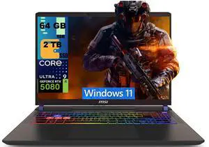 MSI Vector 16 Gaming Laptop, 16" QHD+ (2560 x 1600) 240Hz, Intel 24-core Ultra 9 275HX Processor, NVIDIA GeForce RTX 5080 16GB Graphics, 64GB DDR5 2TB PCIe SSD, Wi-Fi7, Windows 11 MSI Vector 16 Gaming Laptop, 16" QHD+ (2560 x 1600) 240Hz, Intel 24-core Ultra 9 275HX Processor, NVIDIA GeForce RTX 5080 16GB Graphics, 64GB DDR5 2TB PCIe SSD, Wi-Fi7, Windows 11