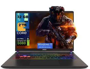 MSI Vector 16 Gaming Laptop, 16" QHD+ (2560 x 1600) 240Hz, Intel 24-core Ultra 9 275HX Processor, NVIDIA GeForce RTX 5080 16GB Graphics, 32GB DDR5 2TB PCIe SSD, Wi-Fi7, Windows 11 Pro MSI Vector 16 Gaming Laptop, 16" QHD+ (2560 x 1600) 240Hz, Intel 24-core Ultra 9 275HX Processor, NVIDIA GeForce RTX 5080 16GB Graphics, 32GB DDR5 2TB PCIe SSD, Wi-Fi7, Windows 11 Pro