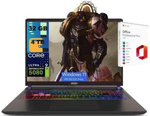 MSI Vector 16 Gaming Laptop, 16" QHD+ 240Hz, Intel 24-core Ultra 9 275HX Processor, NVIDIA GeForce RTX 5080 16GB Graphics, 32GB DDR5 4TB PCIe SSD, Wi-Fi7, Windows 11 Pro, Office 2021 License MSI Vector 16 Gaming Laptop, 16" QHD+ 240Hz, Intel 24-core Ultra 9 275HX Processor, NVIDIA GeForce RTX 5080 16GB Graphics, 32GB DDR5 4TB PCIe SSD, Wi-Fi7, Windows 11 Pro, Office 2021 License