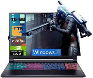Acer Nitro V 16 Gaming Laptop, 16" WQXGA (2560 x 1600) 180Hz Display, AMD 8-core Ryzen 7 260 Processor, NVIDIA GeForce RTX 5070 8GB GDDR7, 16GB DDR5 1TB PCIe SSD, Wi-Fi 6, Windows 11 Acer Nitro V 16 Gaming Laptop, 16" WQXGA (2560 x 1600) 180Hz Display, AMD 8-core Ryzen 7 260 Processor, NVIDIA GeForce RTX 5070 8GB GDDR7, 16GB DDR5 1TB PCIe SSD, Wi-Fi 6, Windows 11