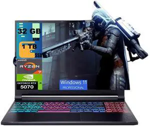 Acer Nitro V 16 Gaming Laptop, 16" WQXGA (2560 x 1600) 180Hz Display, AMD 8-core Ryzen 7 260 Processor, NVIDIA GeForce RTX 5070 8GB GDDR7, 32GB DDR5 1TB PCIe SSD, Wi-Fi 6, Windows 11 Pro Acer Nitro V 16 Gaming Laptop, 16" WQXGA (2560 x 1600) 180Hz Display, AMD 8-core Ryzen 7 260 Processor, NVIDIA GeForce RTX 5070 8GB GDDR7, 32GB DDR5 1TB PCIe SSD, Wi-Fi 6, Windows 11 Pro