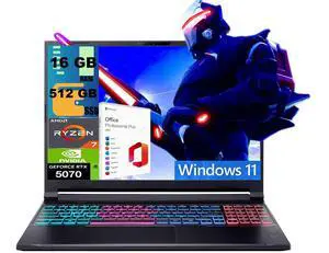 Acer Nitro V 16 Gaming Laptop, 16" WQXGA 180Hz Display, AMD 8-core Ryzen 7 260 Processor, NVIDIA GeForce RTX 5070 8GB GDDR7, 16GB DDR5 512GB PCIe SSD, Wi-Fi 6, Windows 11, Office 2021 License Acer Nitro V 16 Gaming Laptop, 16" WQXGA 180Hz Display, AMD 8-core Ryzen 7 260 Processor, NVIDIA GeForce RTX 5070 8GB GDDR7, 16GB DDR5 512GB PCIe SSD, Wi-Fi 6, Windows 11, Office 2021 License