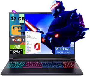 Acer Nitro V 16 Gaming Laptop, 16" WQXGA 180Hz Display, AMD 8-core Ryzen 7 260 Processor, NVIDIA GeForce RTX 5070 8GB GDDR7, 32GB DDR5 2TB PCIe SSD, Wi-Fi 6, Windows 11 Pro, Office 2021 License Acer Nitro V 16 Gaming Laptop, 16" WQXGA 180Hz Display, AMD 8-core Ryzen 7 260 Processor, NVIDIA GeForce RTX 5070 8GB GDDR7, 32GB DDR5 2TB PCIe SSD, Wi-Fi 6, Windows 11 Pro, Office 2021 License