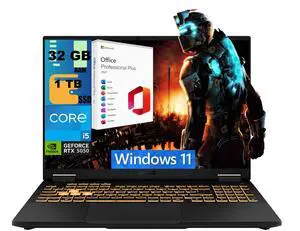 ASUS TUF F16 Gaming Laptop, 16" WUXGA 165Hz, Intel 10-core i5-13450HX Processor, NVIDIA GeForce RTX 5050 8GB GDDR7, 32GB DDR5 1TB PCIe SSD, RGB Backlit, Windows 11, Office 2021 License ASUS TUF F16 Gaming Laptop, 16" WUXGA 165Hz, Intel 10-core i5-13450HX Processor, NVIDIA GeForce RTX 5050 8GB GDDR7, 32GB DDR5 1TB PCIe SSD, RGB Backlit, Windows 11, Office 2021 License