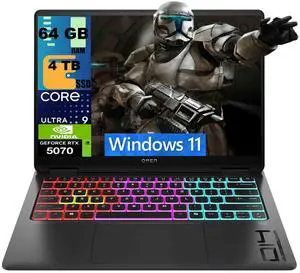 HP Omen Transcend 14 Gaming AI Laptop, 14" 3K (2880x1800) OLED 120Hz Display, Intel 16-core Ultra 9 285H Processor, NVIDIA GeForce RTX 5070 8GB Graphic, 64GB DDR5 4TB PCIe SSD, Windows 11 HP Omen Transcend 14 Gaming AI Laptop, 14" 3K (2880x1800) OLED 120Hz Display, Intel 16-core Ultra 9 285H Processor, NVIDIA GeForce RTX 5070 8GB Graphic, 64GB DDR5 4TB PCIe SSD, Windows 11