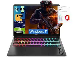 HP Omen Transcend 14 Gaming AI Laptop, 14" 3K (2880x1800) OLED 120Hz Display, Intel 16-core Ultra 9 285H Processor, RTX 5070 8GB Graphic, 32GB DDR5 1TB PCIe SSD, Windows 11, Office 2021 License HP Omen Transcend 14 Gaming AI Laptop, 14" 3K (2880x1800) OLED 120Hz Display, Intel 16-core Ultra 9 285H Processor, RTX 5070 8GB Graphic, 32GB DDR5 1TB PCIe SSD, Windows 11, Office 2021 License