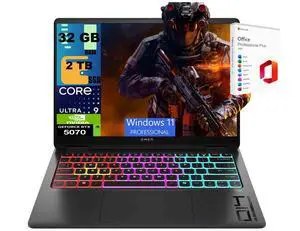 HP Omen Transcend 14 Gaming AI Laptop, 14" 3K (2880x1800) OLED 120Hz Display, Intel 16-core Ultra 9 285H Processor, RTX 5070 8GB Graphic, 32GB DDR5 2TB PCIe SSD, Windows 11 Pro, Office 2021 License HP Omen Transcend 14 Gaming AI Laptop, 14" 3K (2880x1800) OLED 120Hz Display, Intel 16-core Ultra 9 285H Processor, RTX 5070 8GB Graphic, 32GB DDR5 2TB PCIe SSD, Windows 11 Pro, Office 2021 License