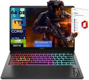 HP Omen Transcend 14 Gaming AI Laptop, 14" 3K (2880x1800) OLED 120Hz Display, Intel 16-core Ultra 9 285H Processor, RTX 5070 8GB Graphic, 64GB DDR5 1TB PCIe SSD, Windows 11 Pro, Office 2021 License HP Omen Transcend 14 Gaming AI Laptop, 14" 3K (2880x1800) OLED 120Hz Display, Intel 16-core Ultra 9 285H Processor, RTX 5070 8GB Graphic, 64GB DDR5 1TB PCIe SSD, Windows 11 Pro, Office 2021 License