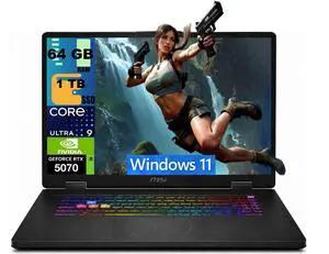 MSI Crosshair 18 Gaming Laptop, 18" QHD+ 240Hz, Intel 24-core Ultra 9 275HX Processor, NVIDIA GeForce RTX 5070 8 GB GDDR7, 64GB DDR5 1TB PCIe SSD, Wi-Fi 6E, Windows 11 MSI Crosshair 18 Gaming Laptop, 18" QHD+ 240Hz, Intel 24-core Ultra 9 275HX Processor, NVIDIA GeForce RTX 5070 8 GB GDDR7, 64GB DDR5 1TB PCIe SSD, Wi-Fi 6E, Windows 11