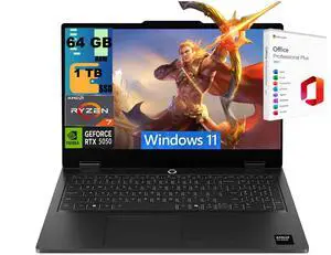 Lenovo LOQ 15 Gaming Laptop, 15.6" FHD 144Hz, AMD 8-core Ryzen 7 170 Processor, NVIDIA GeForce RTX 5050 8GB GDDR7, 64GB DDR5 1TB PCIe SSD, Wi-Fi 6, Windows 11, Office 2021 License Lenovo LOQ 15 Gaming Laptop, 15.6" FHD 144Hz, AMD 8-core Ryzen 7 170 Processor, NVIDIA GeForce RTX 5050 8GB GDDR7, 64GB DDR5 1TB PCIe SSD, Wi-Fi 6, Windows 11, Office 2021 License