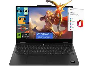 Lenovo LOQ 15 Gaming Laptop, 15.6" FHD 144Hz, AMD 8-core Ryzen 7 170 Processor, NVIDIA GeForce RTX 5050 8GB GDDR7, 64GB DDR5 2TB PCIe SSD, Wi-Fi 6, Windows 11 pro, Office 2021 License Lenovo LOQ 15 Gaming Laptop, 15.6" FHD 144Hz, AMD 8-core Ryzen 7 170 Processor, NVIDIA GeForce RTX 5050 8GB GDDR7, 64GB DDR5 2TB PCIe SSD, Wi-Fi 6, Windows 11 pro, Office 2021 License
