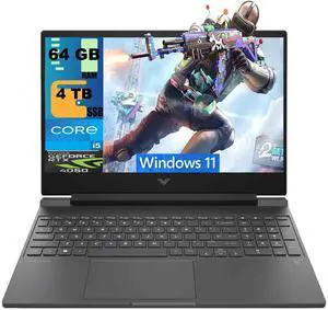 HP Victus 15 Gaming Laptop, 15.6" FHD (1920 x 1080) 144Hz, Intel 8-core i5-13420H Processor, NVIDIA GeForce RTX 4050 6GB graphics, 64GB DDR4 4TB PCIe SSD, Wi-Fi 6, Windows 11 HP Victus 15 Gaming Laptop, 15.6" FHD (1920 x 1080) 144Hz, Intel 8-core i5-13420H Processor, NVIDIA GeForce RTX 4050 6GB graphics, 64GB DDR4 4TB PCIe SSD, Wi-Fi 6, Windows 11