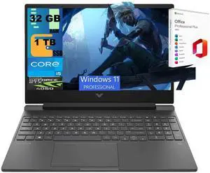 HP Victus 15 Gaming Laptop, 15.6" FHD (1920 x 1080) 144Hz, Intel 8-core i5-13420H Processor, NVIDIA GeForce RTX 4050 6GB graphics, 32GB DDR4 1TB PCIe SSD, Windows 11 Pro, Office 2021 License HP Victus 15 Gaming Laptop, 15.6" FHD (1920 x 1080) 144Hz, Intel 8-core i5-13420H Processor, NVIDIA GeForce RTX 4050 6GB graphics, 32GB DDR4 1TB PCIe SSD, Windows 11 Pro, Office 2021 License