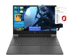 HP Victus 15 Gaming Laptop, 15.6" FHD (1920 x 1080) 144Hz, Intel 8-core i5-13420H Processor, NVIDIA GeForce RTX 4050 6GB graphics, 64GB DDR4 1TB PCIe SSD, Windows 11 Pro, Office 2021 License HP Victus 15 Gaming Laptop, 15.6" FHD (1920 x 1080) 144Hz, Intel 8-core i5-13420H Processor, NVIDIA GeForce RTX 4050 6GB graphics, 64GB DDR4 1TB PCIe SSD, Windows 11 Pro, Office 2021 License