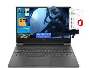 HP Victus 15 Gaming Laptop, 15.6" FHD (1920 x 1080) 144Hz, Intel 8-core i5-13420H Processor, NVIDIA GeForce RTX 4050 6GB graphics, 32GB DDR4 2TB PCIe SSD, Windows 11 Pro, Office 2021 License HP Victus 15 Gaming Laptop, 15.6" FHD (1920 x 1080) 144Hz, Intel 8-core i5-13420H Processor, NVIDIA GeForce RTX 4050 6GB graphics, 32GB DDR4 2TB PCIe SSD, Windows 11 Pro, Office 2021 License
