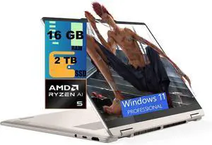 Lenovo Yoga 7 14 2-in-1 Laptop, 14" WUXGA (1920x1200) Touchscreen, AMD Ryzen AI 5 430 Quad-core processor, AMD Radeon 840M Graphics, 16GB DDR5 2TB PCIe SSD, Wi-Fi 7, Windows 11 Pro Lenovo Yoga 7 14 2-in-1 Laptop, 14" WUXGA (1920x1200) Touchscreen, AMD Ryzen AI 5 430 Quad-core processor, AMD Radeon 840M Graphics, 16GB DDR5 2TB PCIe SSD, Wi-Fi 7, Windows 11 Pro