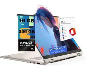 Lenovo Yoga 7 14 2-in-1 Laptop, 14" WUXGA Touchscreen, AMD Ryzen AI 5 430 Quad-core processor, AMD Radeon 840M Graphics, 16GB DDR5 256GB PCIe SSD, Wi-Fi 7, Windows 11 Pro, Office 2021 License Lenovo Yoga 7 14 2-in-1 Laptop, 14" WUXGA Touchscreen, AMD Ryzen AI 5 430 Quad-core processor, AMD Radeon 840M Graphics, 16GB DDR5 256GB PCIe SSD, Wi-Fi 7, Windows 11 Pro, Office 2021 License