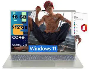 Acer Swift 16 Laptop, 16" WUXGA (1920x1200) OLED Touchscreen, Intel 6-core Ultra 5 322 Processor, Intel Graphics, 16GB DDR5 512GB PCIe SSD, Wi-Fi 7, Windows 11 Home, Office 2021 License Acer Swift 16 Laptop, 16" WUXGA (1920x1200) OLED Touchscreen, Intel 6-core Ultra 5 322 Processor, Intel Graphics, 16GB DDR5 512GB PCIe SSD, Wi-Fi 7, Windows 11 Home, Office 2021 License