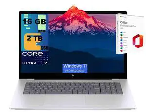HP OmniBook X 17 Laptop, 17.3" FHD Touchscreen, Intel 8-core Ultra 7 256V Processor, NVIDIA GeForce RTX 4050 6GB Graphics, 16GB DDR4 2TB PCIe SSD, Wi-Fi7, Windows 11 Pro, Office 2021 License HP OmniBook X 17 Laptop, 17.3" FHD Touchscreen, Intel 8-core Ultra 7 256V Processor, NVIDIA GeForce RTX 4050 6GB Graphics, 16GB DDR4 2TB PCIe SSD, Wi-Fi7, Windows 11 Pro, Office 2021 License