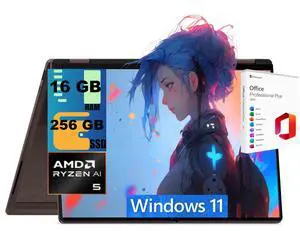 HP OmniBook X Flip 14 2-in-1 Laptop, 14" WUXGA OLED Touchscreen, AMD 4-core Ryzen AI 5 430 Processor, AMD Radeon 840M Graphics, 16GB DDR4 256GB PCIe SSD, Windows 11 Home, Office 2021 License HP OmniBook X Flip 14 2-in-1 Laptop, 14" WUXGA OLED Touchscreen, AMD 4-core Ryzen AI 5 430 Processor, AMD Radeon 840M Graphics, 16GB DDR4 256GB PCIe SSD, Windows 11 Home, Office 2021 License