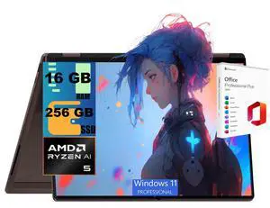 HP OmniBook X Flip 14 2-in-1 Laptop, 14" WUXGA OLED Touchscreen, AMD 4-core Ryzen AI 5 430 Processor, AMD Radeon 840M Graphics, 16GB DDR4 256GB PCIe SSD, Windows 11 Pro, Office 2021 License HP OmniBook X Flip 14 2-in-1 Laptop, 14" WUXGA OLED Touchscreen, AMD 4-core Ryzen AI 5 430 Processor, AMD Radeon 840M Graphics, 16GB DDR4 256GB PCIe SSD, Windows 11 Pro, Office 2021 License