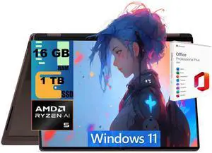 HP OmniBook X Flip 14 2-in-1 Laptop, 14" WUXGA OLED Touchscreen, AMD 4-core Ryzen AI 5 430 Processor, AMD Radeon 840M Graphics, 16GB DDR4 1TB PCIe SSD, Windows 11 Home, Office 2021 License HP OmniBook X Flip 14 2-in-1 Laptop, 14" WUXGA OLED Touchscreen, AMD 4-core Ryzen AI 5 430 Processor, AMD Radeon 840M Graphics, 16GB DDR4 1TB PCIe SSD, Windows 11 Home, Office 2021 License