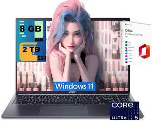 Acer Swift 16 AI Laptop, 16" WQXGA+ OLED 120Hz Display, Intel 14-core Ultra 5 125H Processor, Intel Arc Graphics, 8GB DDR4 2TB PCIe SSD, Fingerprint, Windows 11 Home, Office 2021 License Acer Swift 16 AI Laptop, 16" WQXGA+ OLED 120Hz Display, Intel 14-core Ultra 5 125H Processor, Intel Arc Graphics, 8GB DDR4 2TB PCIe SSD, Fingerprint, Windows 11 Home, Office 2021 License