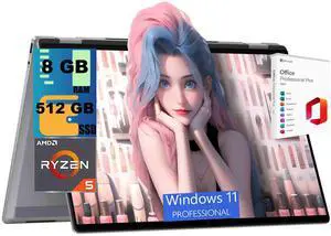 HP OmniBook X Flip 16 2-in-1 Laptop, 16" WUXGA Touchscreen, AMD 6-core Ryzen 5 220 Processor, AMD Radeon 740M, 8GB DDR4 512GB PCIe SSD, Backlit Wi-Fi6E, Windows 11 Pro, Office 2021 License HP OmniBook X Flip 16 2-in-1 Laptop, 16" WUXGA Touchscreen, AMD 6-core Ryzen 5 220 Processor, AMD Radeon 740M, 8GB DDR4 512GB PCIe SSD, Backlit Wi-Fi6E, Windows 11 Pro, Office 2021 License
