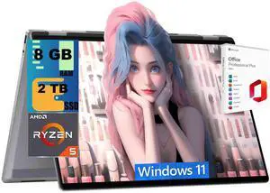HP OmniBook X Flip 16 2-in-1 Laptop, 16" WUXGA Touchscreen, AMD 6-core Ryzen 5 220 Processor, AMD Radeon 740M, 8GB DDR4 2TB PCIe SSD, Backlit Wi-Fi6E, Windows 11 Home, Office 2021 License HP OmniBook X Flip 16 2-in-1 Laptop, 16" WUXGA Touchscreen, AMD 6-core Ryzen 5 220 Processor, AMD Radeon 740M, 8GB DDR4 2TB PCIe SSD, Backlit Wi-Fi6E, Windows 11 Home, Office 2021 License