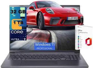 Acer Aspire 16 AI Laptop, 16" WUXGA 120Hz Touchscreen, Intel Octa-core Ultra 9 288V processor, Intel Arc 140V, 32GB DDR4 1TB PCIe SSD, Backlit keyboard, Wi-Fi 7, Windows 11 Pro, Office 2021 License Acer Aspire 16 AI Laptop, 16" WUXGA 120Hz Touchscreen, Intel Octa-core Ultra 9 288V processor, Intel Arc 140V, 32GB DDR4 1TB PCIe SSD, Backlit keyboard, Wi-Fi 7, Windows 11 Pro, Office 2021 License