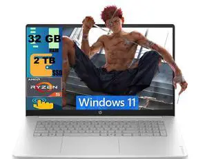 HP OmniBook 3 17 Business Laptop, 17.3" FHD Touchscreen, AMD 6-core Ryzen 5 130 Processor, AMD Radeon 660M, 32GB DDR4 2TB PCIe SSD, Backlit Wi-Fi 6, Windows 11 HP OmniBook 3 17 Business Laptop, 17.3" FHD Touchscreen, AMD 6-core Ryzen 5 130 Processor, AMD Radeon 660M, 32GB DDR4 2TB PCIe SSD, Backlit Wi-Fi 6, Windows 11