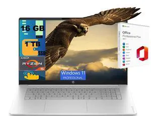 HP OmniBook 3 17 Business Laptop, 17.3" FHD Touchscreen, AMD 6-core Ryzen 5 130 Processor, AMD Radeon 660M, 16GB DDR4 1TB PCIe SSD, Backlit Wi-Fi 6, Windows 11 Pro, Office 2021 License HP OmniBook 3 17 Business Laptop, 17.3" FHD Touchscreen, AMD 6-core Ryzen 5 130 Processor, AMD Radeon 660M, 16GB DDR4 1TB PCIe SSD, Backlit Wi-Fi 6, Windows 11 Pro, Office 2021 License