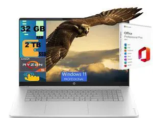 HP OmniBook 3 17 Business Laptop, 17.3" FHD Touchscreen, AMD 6-core Ryzen 5 130 Processor, AMD Radeon 660M, 32GB DDR4 2TB PCIe SSD, Backlit Wi-Fi 6, Windows 11 Pro, Office 2021 License HP OmniBook 3 17 Business Laptop, 17.3" FHD Touchscreen, AMD 6-core Ryzen 5 130 Processor, AMD Radeon 660M, 32GB DDR4 2TB PCIe SSD, Backlit Wi-Fi 6, Windows 11 Pro, Office 2021 License