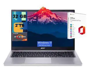 Acer Aspire Go 15 AI Business Laptop, 15.6" FHD (1920 x 1080) Display, AMD 8-core Ryzen 7 7730U Processor, AMD Radeon Graphics, 32GB DDR4 2TB PCIe SSD, Wi-Fi6, Windows 11 Pro, Office 2021 License Acer Aspire Go 15 AI Business Laptop, 15.6" FHD (1920 x 1080) Display, AMD 8-core Ryzen 7 7730U Processor, AMD Radeon Graphics, 32GB DDR4 2TB PCIe SSD, Wi-Fi6, Windows 11 Pro, Office 2021 License