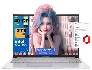 ASUS VivoBook 15 Business Laptop, 15.6" FHD Display, Intel 10-core Core 7 150U processor, Intel Graphics, 40GB DDR4 2TB PCIe SSD, Backlit keyboard, Wi-Fi 6, Windows 11 Pro, Office 2021 License ASUS VivoBook 15 Business Laptop, 15.6" FHD Display, Intel 10-core Core 7 150U processor, Intel Graphics, 40GB DDR4 2TB PCIe SSD, Backlit keyboard, Wi-Fi 6, Windows 11 Pro, Office 2021 License
