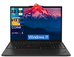 Lenovo ThinkPad T16 Business Laptop, 16.0" WUXGA Display, Intel Ultra 5-225U 12-Cores Processor, Integrated Graphics, 32GB DDR5 512GB PCIe SSD, Backlit KB, Fingerprint, Windows 11 Lenovo ThinkPad T16 Business Laptop, 16.0" WUXGA Display, Intel Ultra 5-225U 12-Cores Processor, Integrated Graphics, 32GB DDR5 512GB PCIe SSD, Backlit KB, Fingerprint, Windows 11