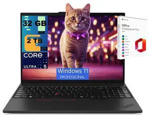 Lenovo ThinkPad T16 Business Laptop, 16.0" WUXGA Display, Intel Ultra 5-225U 12-Cores Processor, Integrated Graphics, 32GB DDR5 2TB PCIe SSD, Fingerprint, Windows 11 Pro, Office 2021 License Lenovo ThinkPad T16 Business Laptop, 16.0" WUXGA Display, Intel Ultra 5-225U 12-Cores Processor, Integrated Graphics, 32GB DDR5 2TB PCIe SSD, Fingerprint, Windows 11 Pro, Office 2021 License