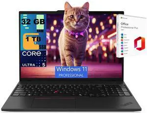 Lenovo ThinkPad T16 Business Laptop, 16.0" WUXGA Display, Intel Ultra 5-225U 12-Cores Processor, Integrated Graphics, 32GB DDR5 1TB PCIe SSD, Fingerprint, Windows 11 Pro, Office 2021 License Lenovo ThinkPad T16 Business Laptop, 16.0" WUXGA Display, Intel Ultra 5-225U 12-Cores Processor, Integrated Graphics, 32GB DDR5 1TB PCIe SSD, Fingerprint, Windows 11 Pro, Office 2021 License